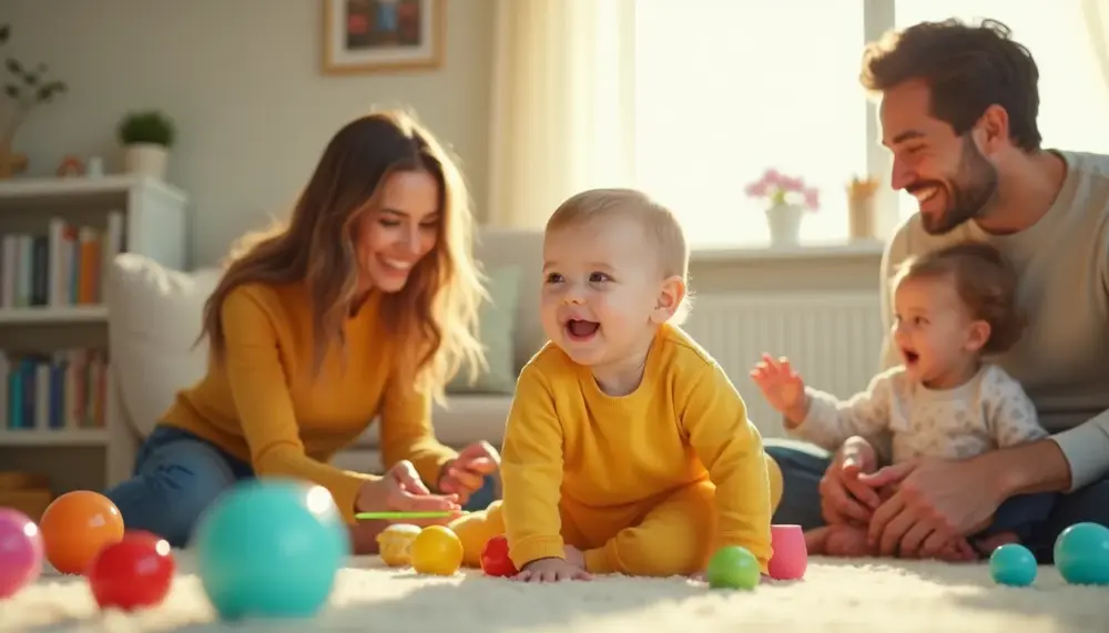 Baby in Yellow als Familien-Thema: Gemeinsam spielen und lachen
