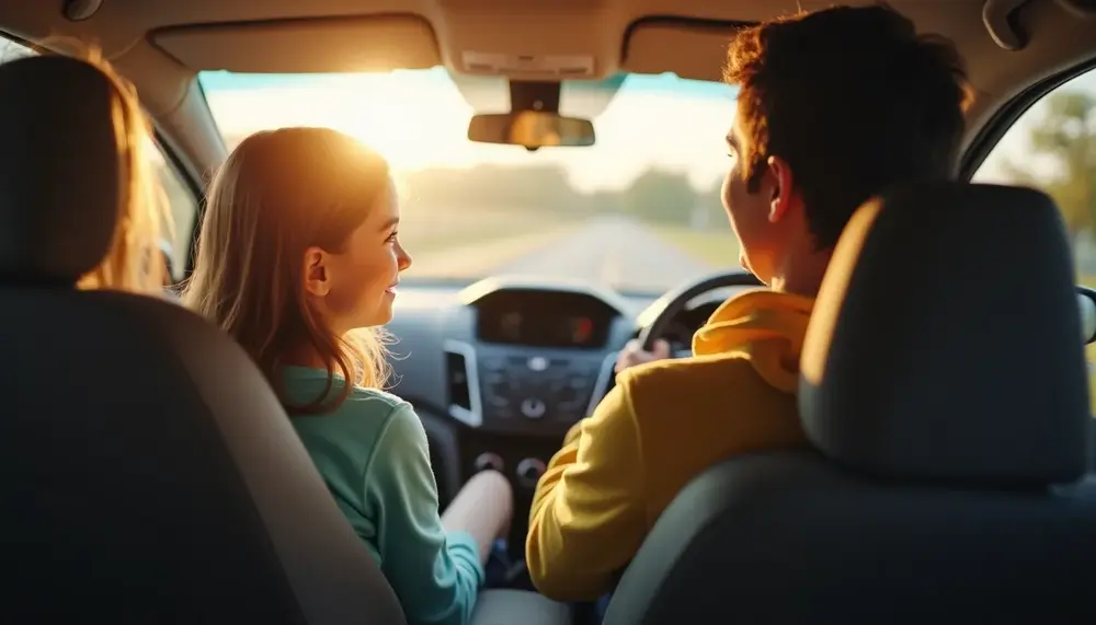 Mitfahren erwünscht: Kinder im Auto vorne